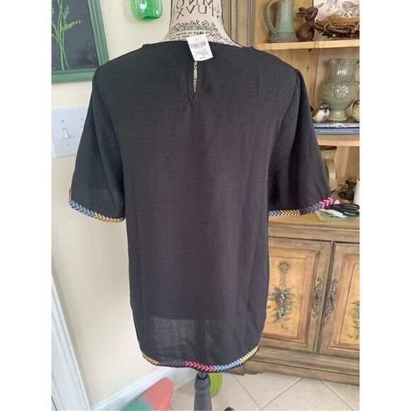 Palogram Black Embroidered Top NWT - Picture 2 of 7